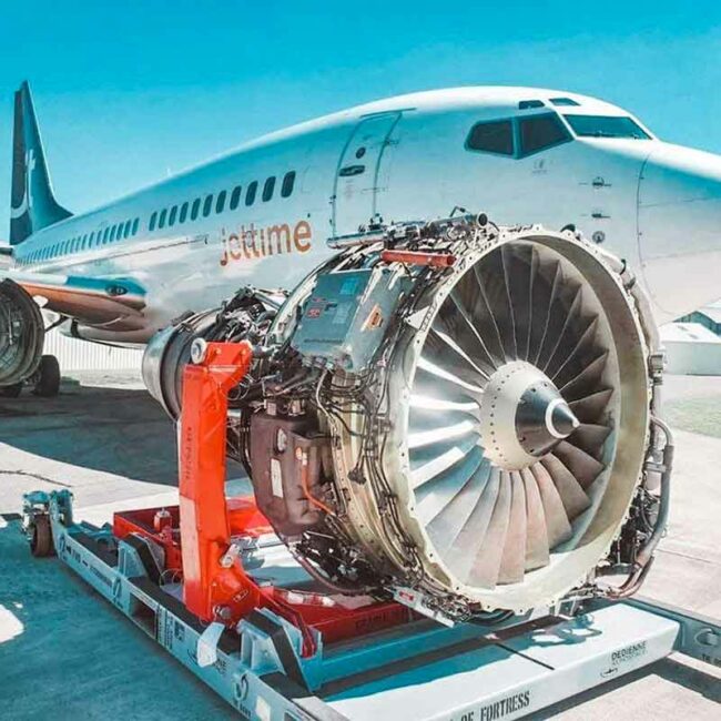 Dedienne Aerospace CFM56-7B engine stand on the ground