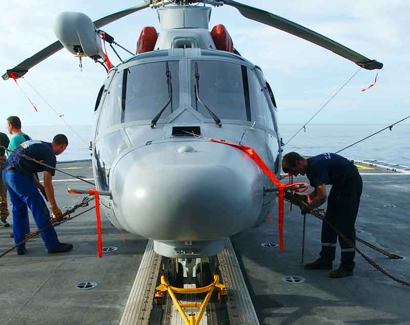 Operators are doing maintenance on a defense helicopter
