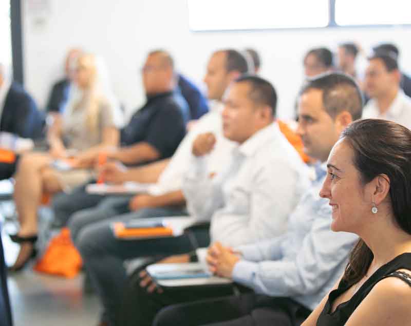 Woman smiling in a meeting